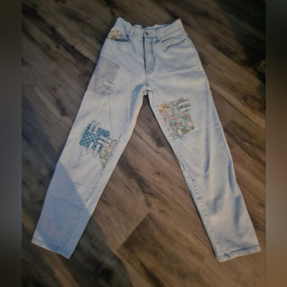 Vintage 80s Everblue patchwork Jeans Size 9/10 - Picture 3 of 16